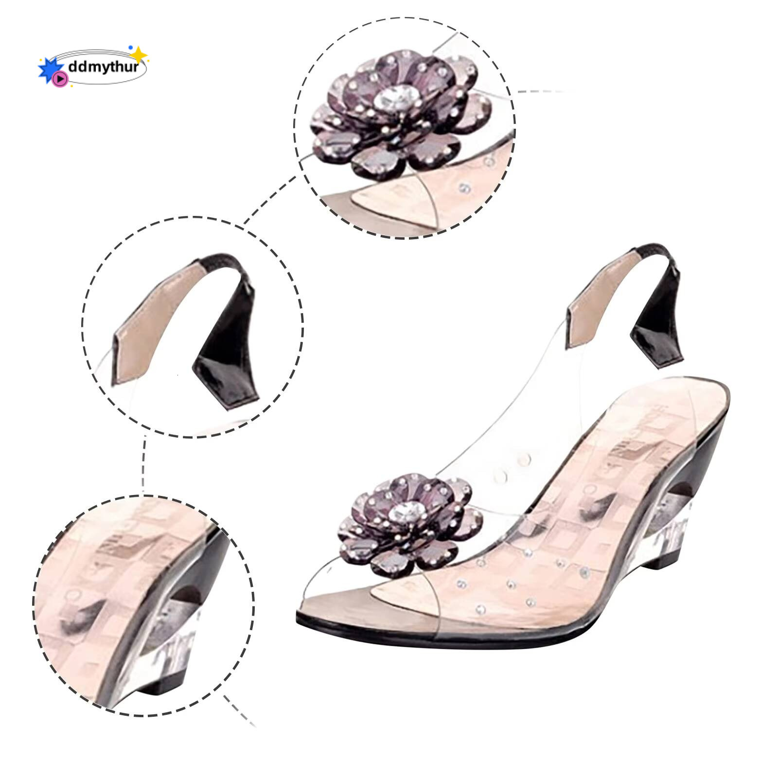 Lace Up Silver Girl Black High Heel For Woman Casual Sandals Wedges Women ddmythur