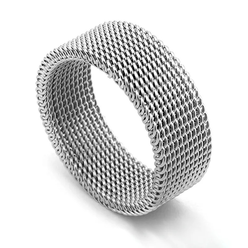 2025 Fashion Mens Modern Stainless Steel Mesh Band Ring 4mm 8mm Wide For Men Women Retro Jewelry Gift Wholesale 250616