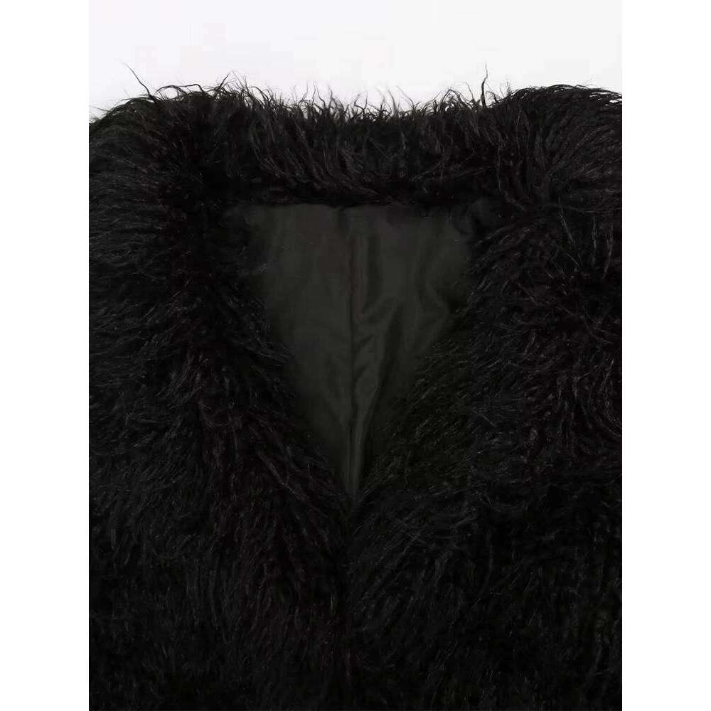 Mauroicardi Winter Long Thick Warm Shaggy Hairy Fluffy Faux Mongolian Fur Coat Women Sashes Elegant Chic Furry Overcoat