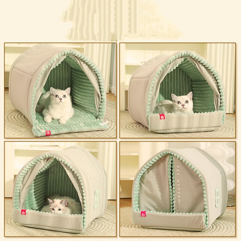 Small Pet Warm House Winter Closed Cat Dog Kennel Detachable & Easy-Clean Pet Shelter for Cats & Dogs
