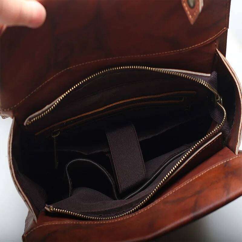 Zency Genuine Leather Backpack Vintage First Layer Travel Satchel Knapsack Anti Theft Large Bag Unisex Book Bags