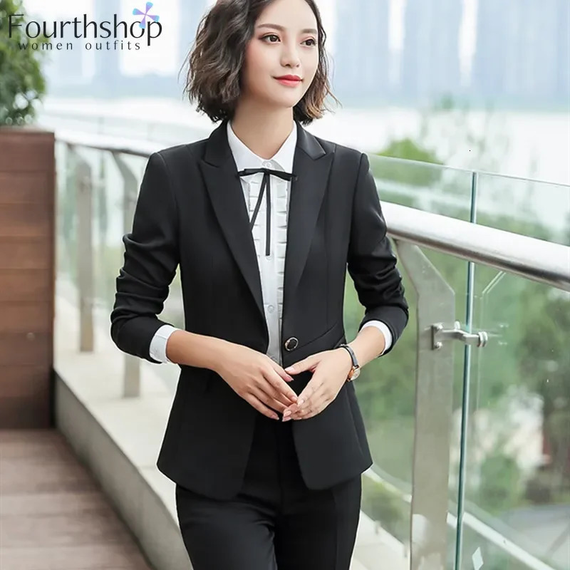 Elegant Office Lady Outfits Business Suit Women Formal Pant Suits Female 2 Piece Set Fashion Work Blazer Sets Clothes 250612