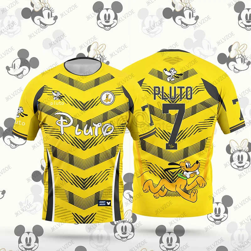 Disney New 2025 Summer Disney Mickey Mouse No.10 T-shirt Football Jersey Quick Drying Short Sleeve Tees Casual Sports Kids/Adult Tops W250617
