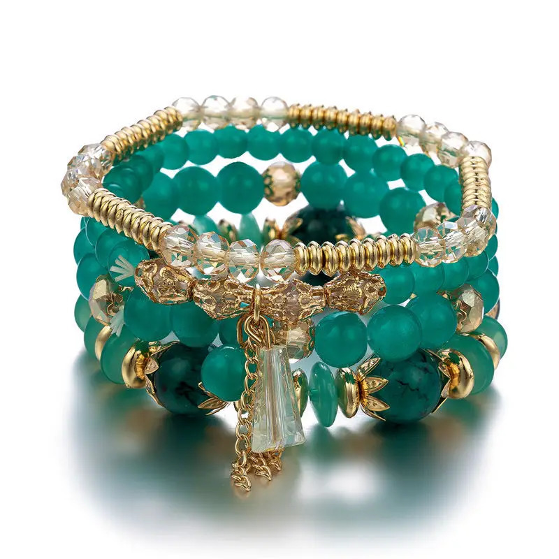 4Pcs Tassel Charm Beads Bracelet Set For Women Colorful Glass Beaded Chain Bangle Men Bohemian Jewelry 250616