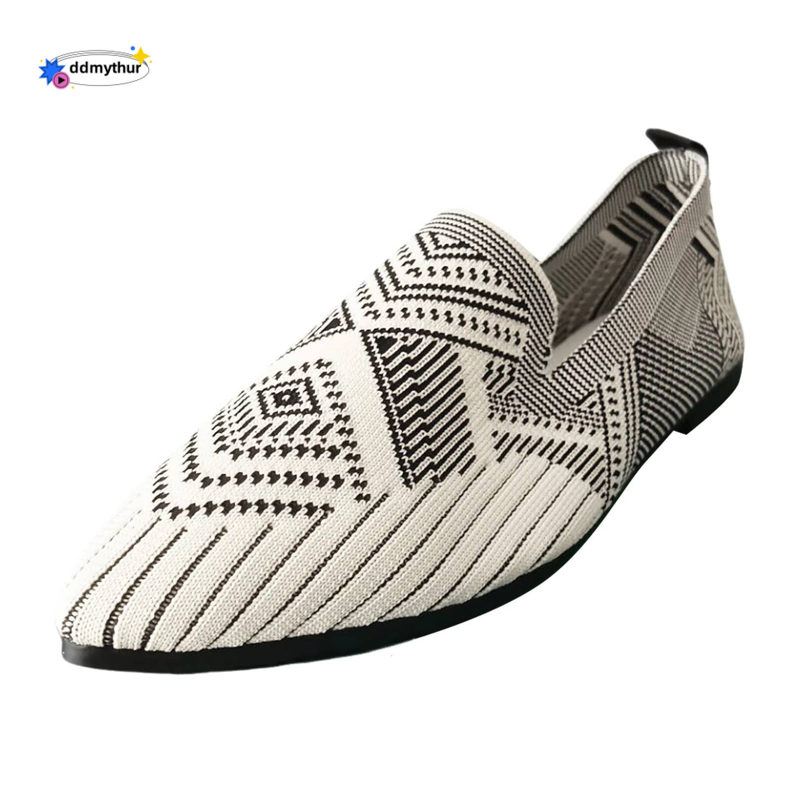 Women's Mesh Soft Sole Non Pointed Toe Breathable Slip On Flat Shoes Knitting Platform Shallow Mouth Walking Sandals ddmythur