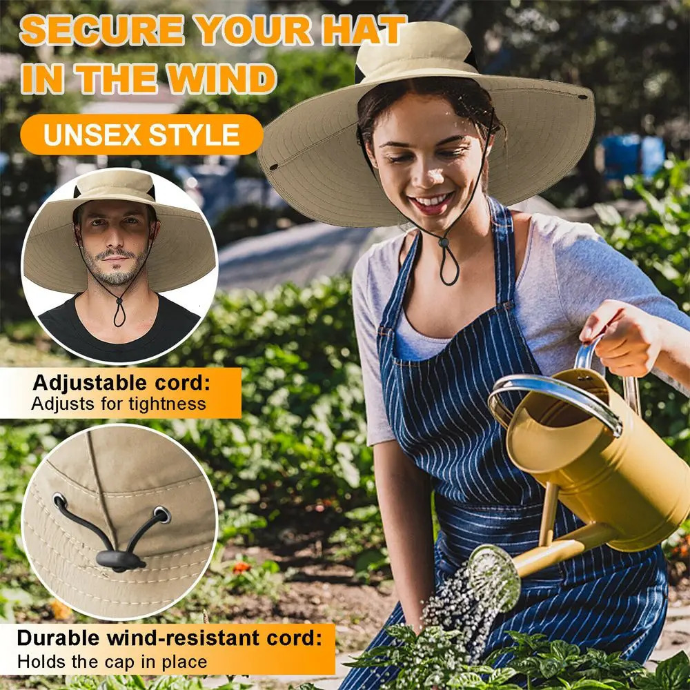Men Women Wide Visor Brim Hat Boonie Bucket Cap Summer Fishing UV Sun Protection Breathable Caps 250616