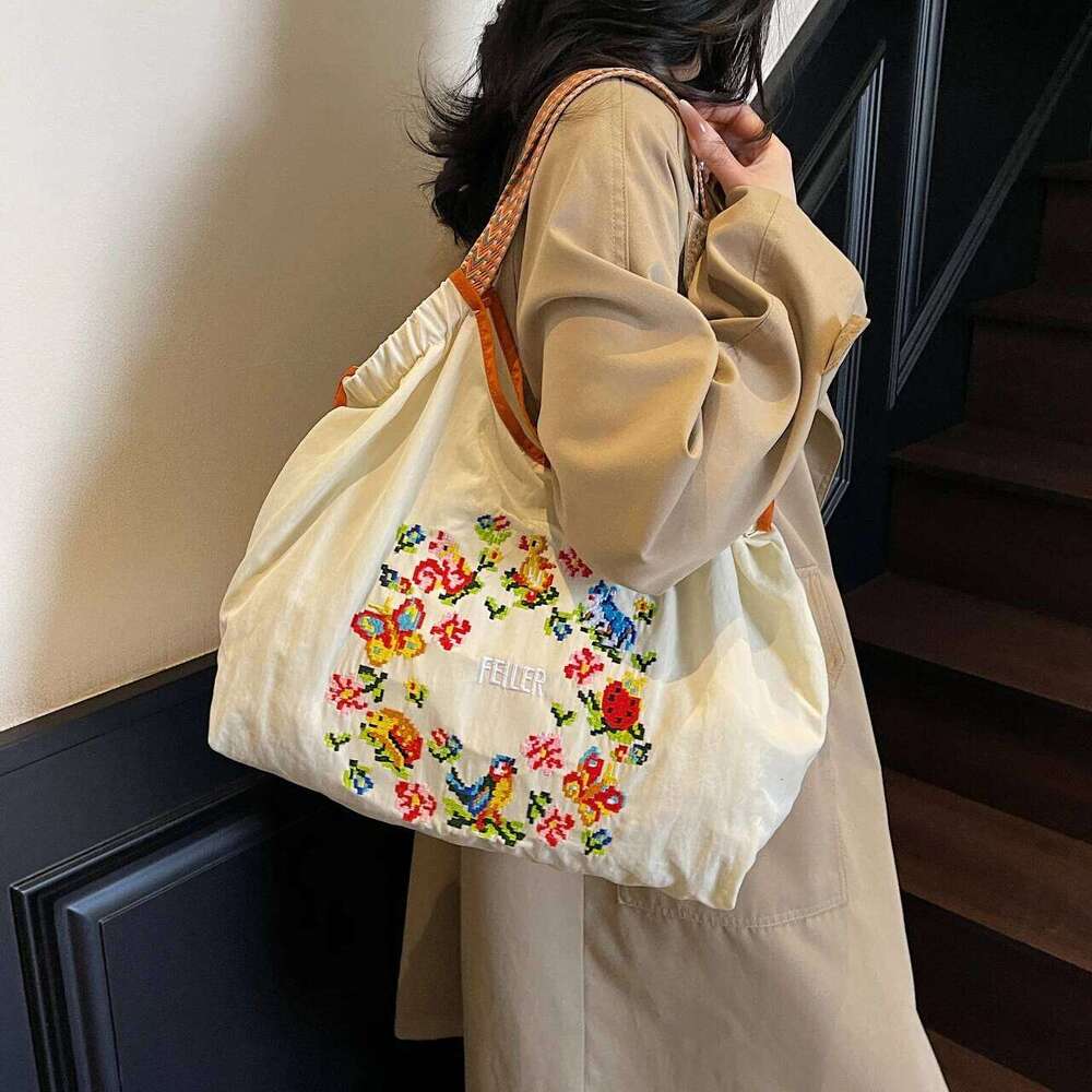 Sweet Floral Cloth Shoulder Bags Women Large Capacity Waterproof Oxford Casual Totes Lazy Style Leisure Flower Handbags For Girl