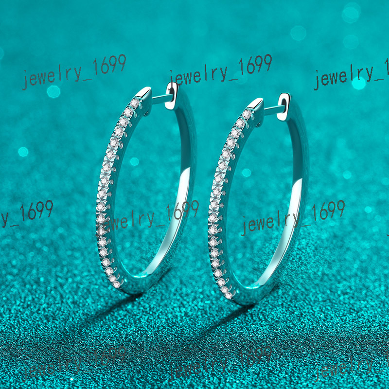 Wholesale Designer Inspired S925 Sterling Silver D Colour Moissanite Diamond Dangle Big Hoops Earrings