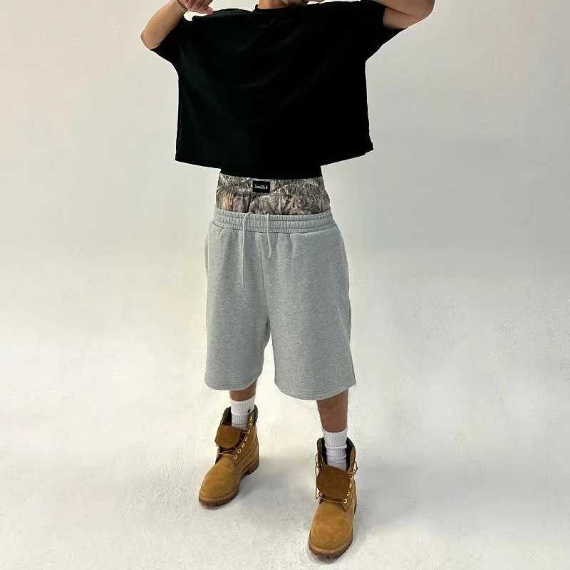 2025 New Summer Y2K Retro Shorts Camouflage Pattern Double Waist Embroidered Streetwear Men Women Harajuku Hip Hop Sports Shorts Z250617