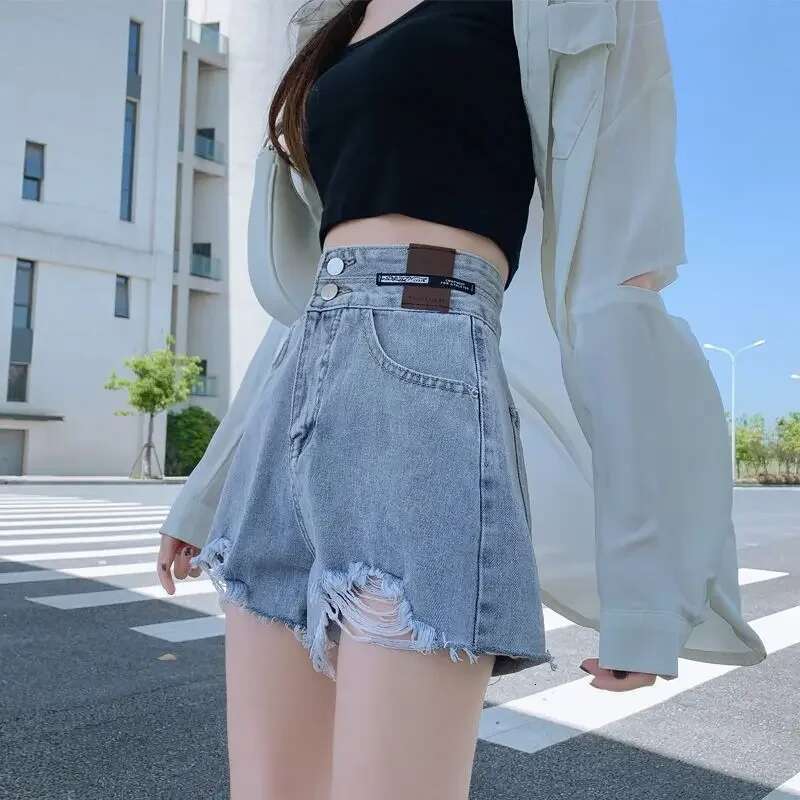 With Waist Pocket Denim Shorts for Women Loose Short Jean Pants Woman Flowy Fashion Clothing 2025 Outdoor Harajuku XL Streetwear