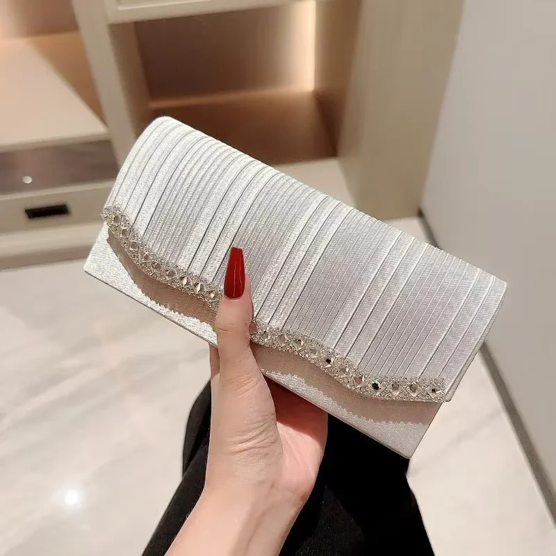 Silver Clutch Bag Ladies Glitter Envelope Evening Bag Fashion Elegant Long Purse Women Chain Shoulder Bags Wedding Party Handbag 250617