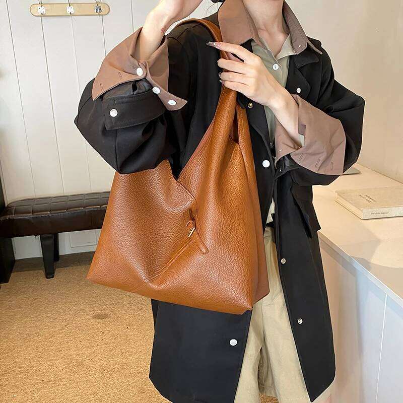 MOODS Lychee Pattern 2-In-1 Shoulder Bag Set For Women Soft PU Leather Large Capacity Shopper Totes 2024 Latest Winter Handbags