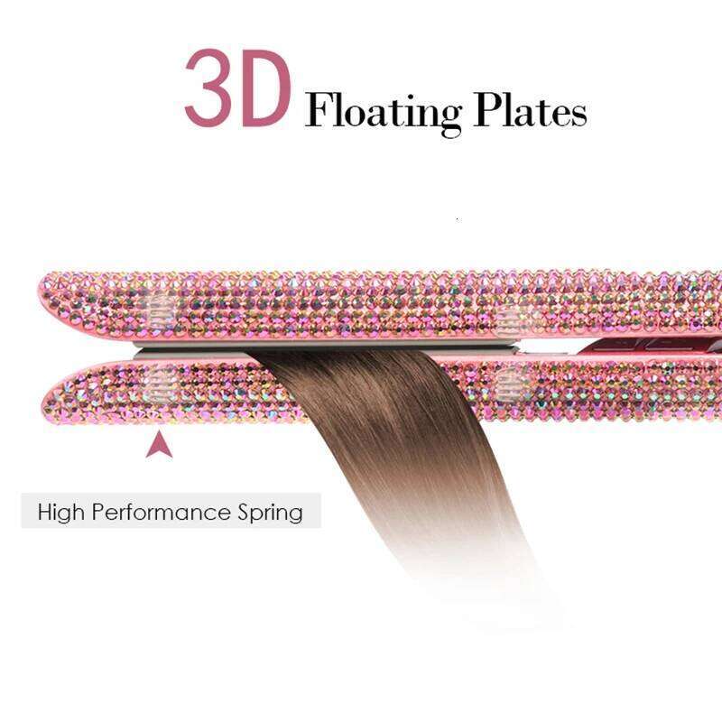 Hair Straightener and Curler Titanium Flat Rhinestone Straightening Iron plancha y rizador en uno Plancha pelo Dual Voltage