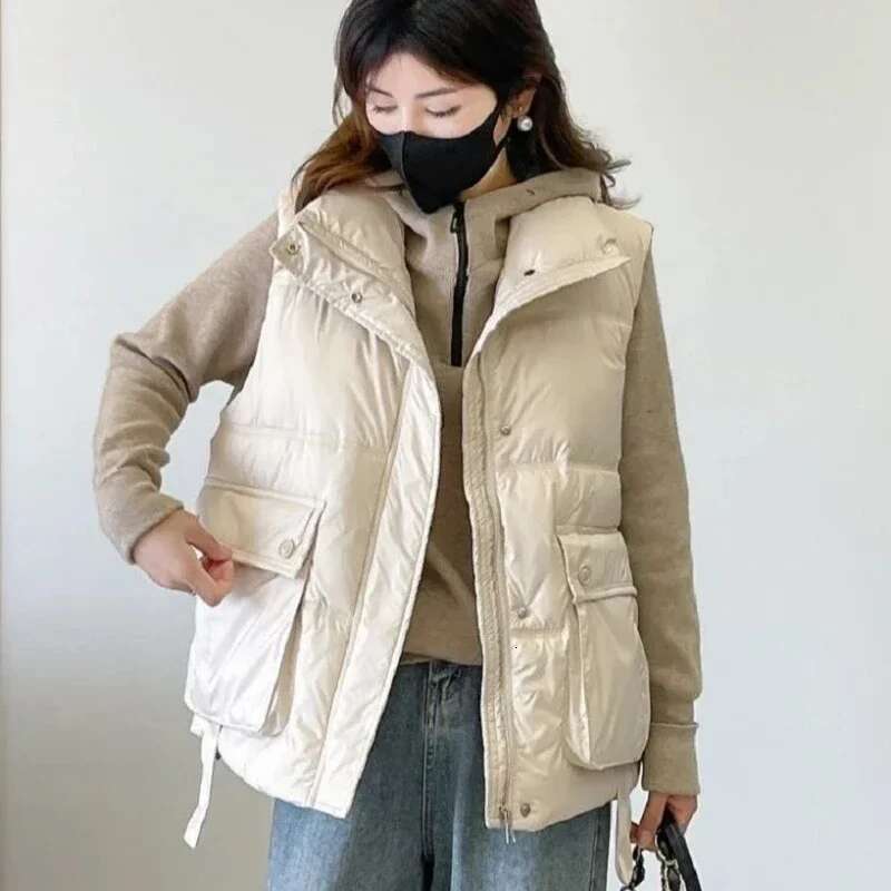 Lady Padded Cotton Giletes Half Loose Short Cheap Winter Clothing Warm Womens Vests Korean Style Lightweight Autumn Pretty Cold