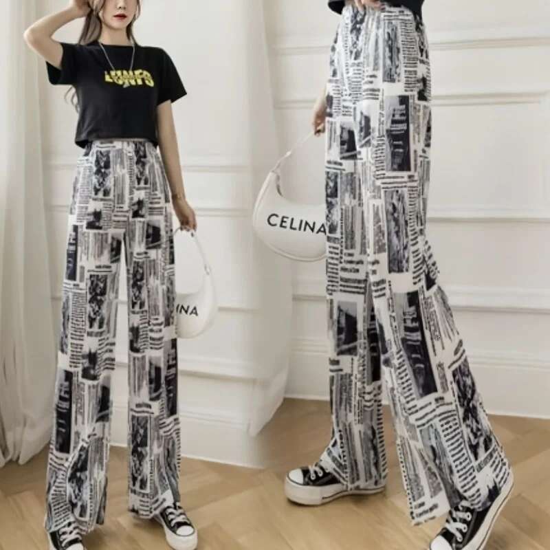 Trousers for Women Elastic Waist High Womens Pants Wide Leg Clothing Long Outfits Slacks Cotton New In 90s Trends 2025 G Xxl