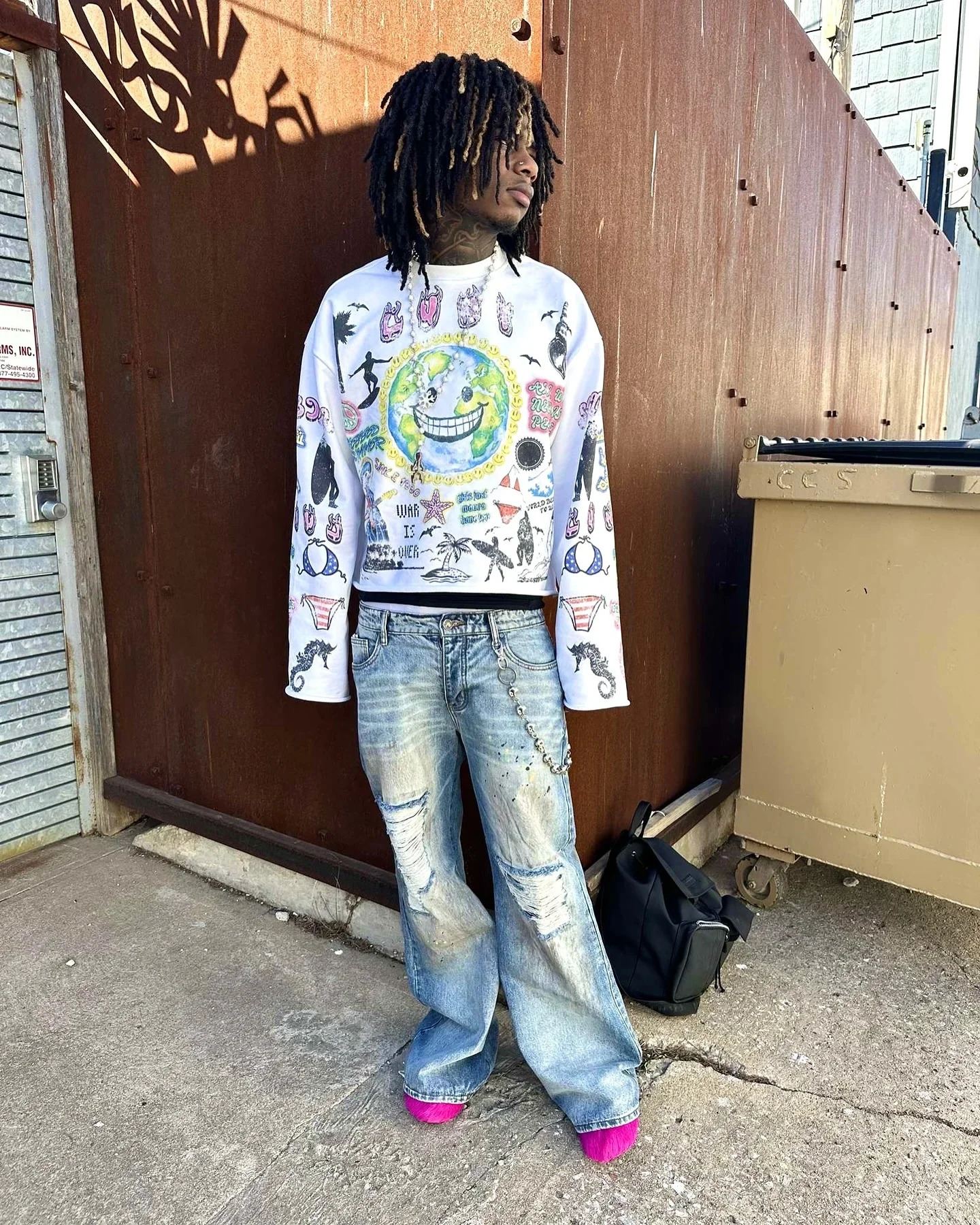 Y2k Harajuku Cartoon Graphic Graffiti Print Long Sleeves Women Hip Hop Oversized Loose Cotton T Shirts Tops Gothic Men Clothing 250616