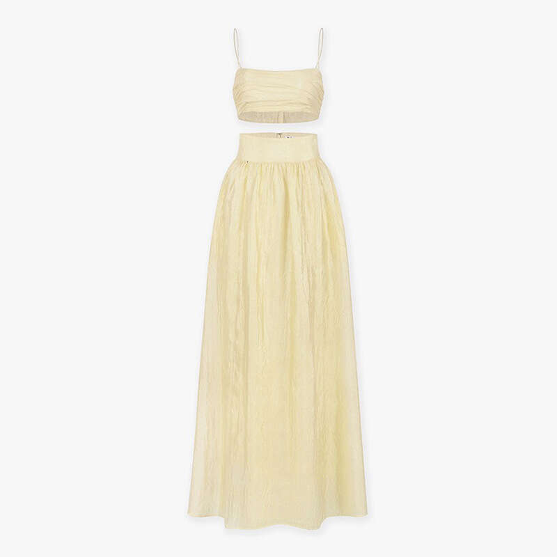 Maxi Dress for Women Party Dresses for Women N817 Summer 2025 Solid Color Square Neck Strap Two-piece Long High Skirt French Vacation Style