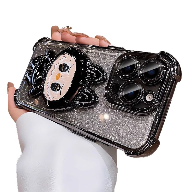 Electroplated canvas holder makeup mirror suitable for iPhone 16 PRO phone case X cross-border Apple 11 four corner anti drop