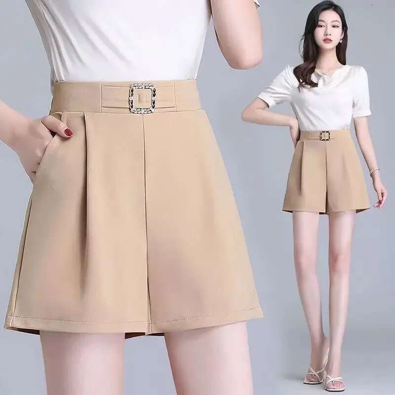 Elastic Waist Shorts For Women Pocket Short Pants Woman Womens Summer Cheap Korean Style Flowy Designer Elasticty Design Luxury