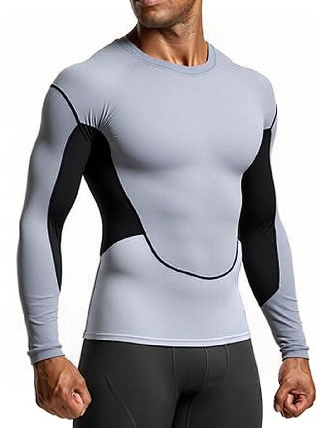 Mens Running T Shirt Quick Dry Shirt Yoga Training Compression Sports Tops Long Sleeve Solid Running Sweatshirt T-Shirts 250616