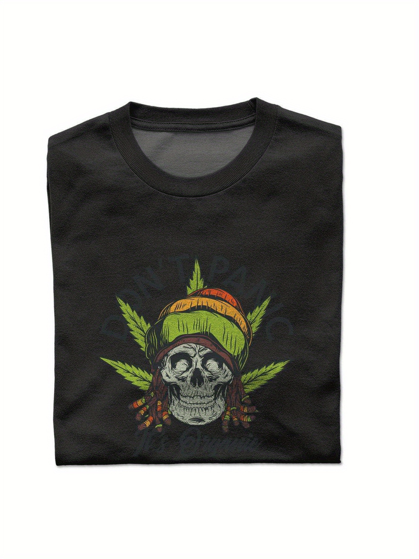 Dongdumaoyi White Graphics Text Short Sleeve Men Black Cotton Round Collar S-3Xl T Shirts 180G Adult Skull 6d1e