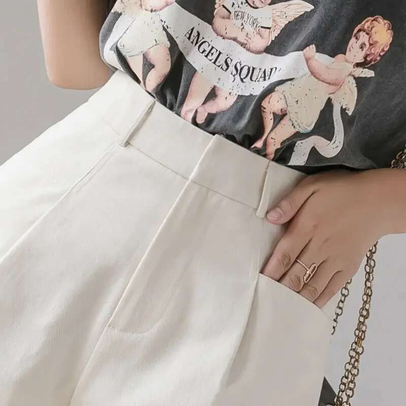 Short Pants for Women To Wear Boxer High Waist Loose Work Womens Shorts Baggy Office Wide Streetwear Aesthetic Trend 2025 Cheap