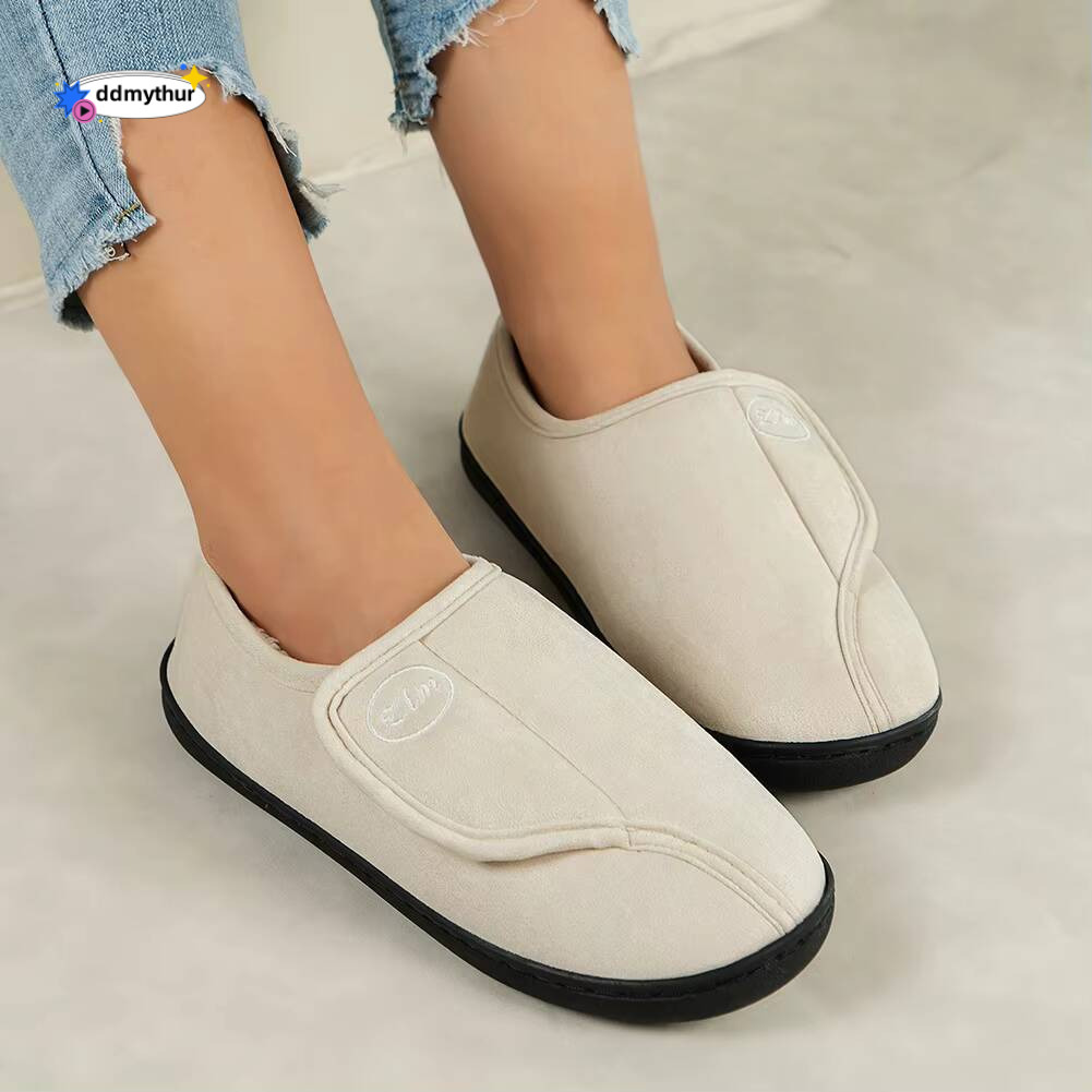 Slippers Men Suede Leather Comfy Warm Plush Slip-on Non-Slip House Shoes Indoor/Outdoor for Diabetic Swollen Feet ddmythur