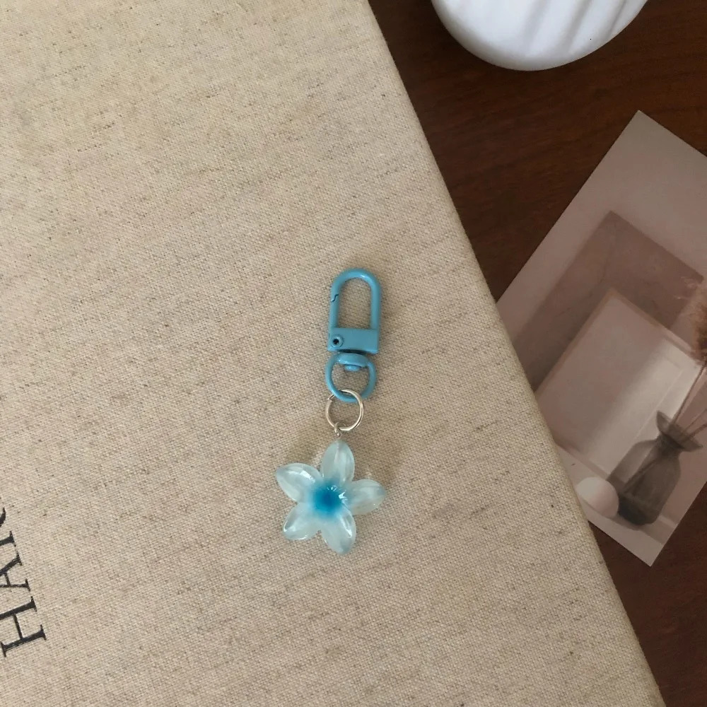 Cute Colorful Flower Pendant Keychains Women Bag Earphone Case Pendant DIY Accessories Car Key Ring Girl Candy Color Key Chains 250616