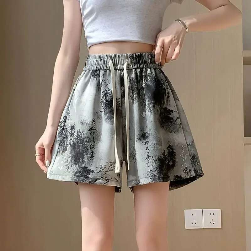 Shorts for Women Wide Breathable Tie Dye Thin Model Loose Baggy Micro Mini Wholesale Aesthetic Designer Comfy Woman Short Pants