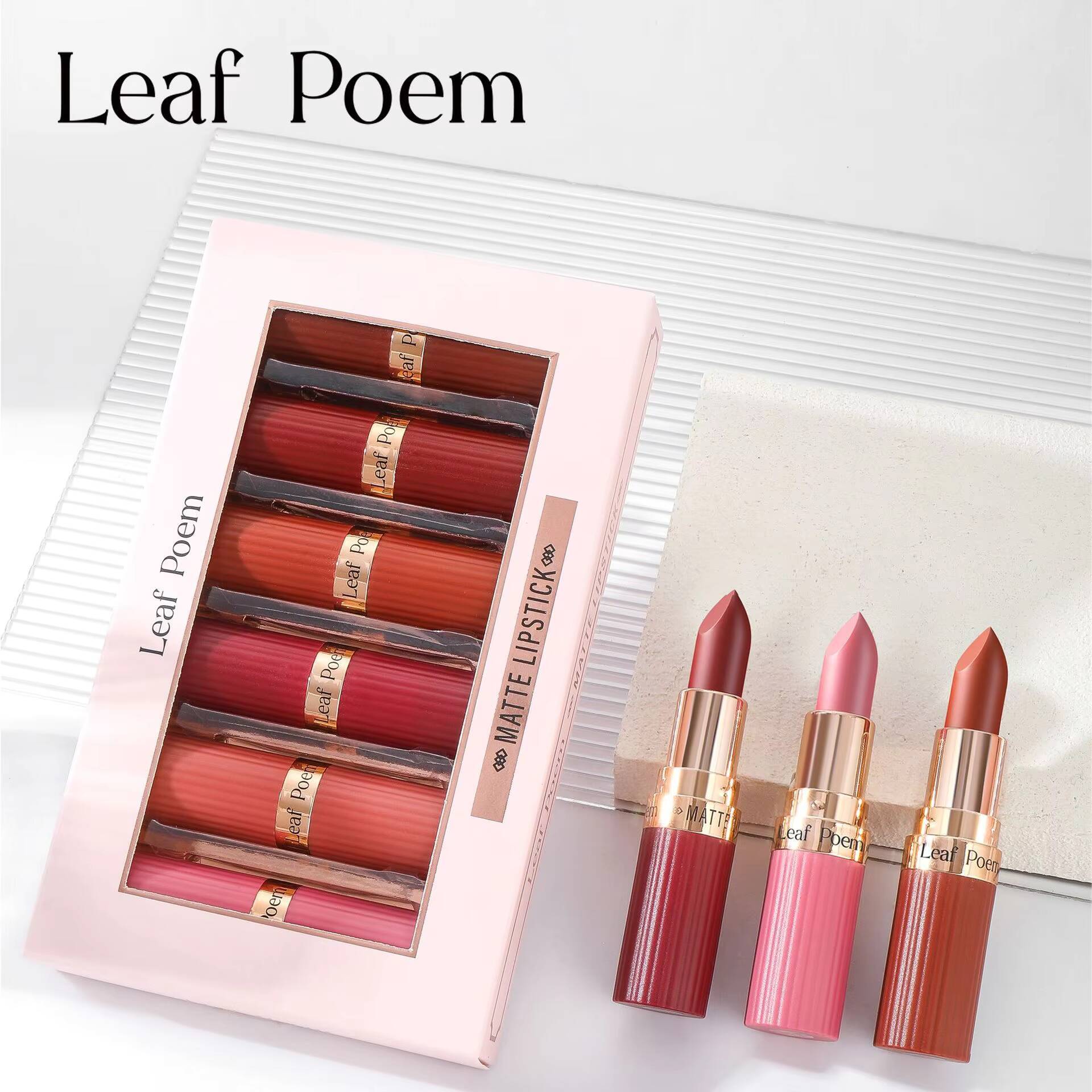 of 6 Lipstick Set Liquid Gloss Gift Box Finish Lip Gloss, Resistant to Fading Makeup Matte lipstick happy