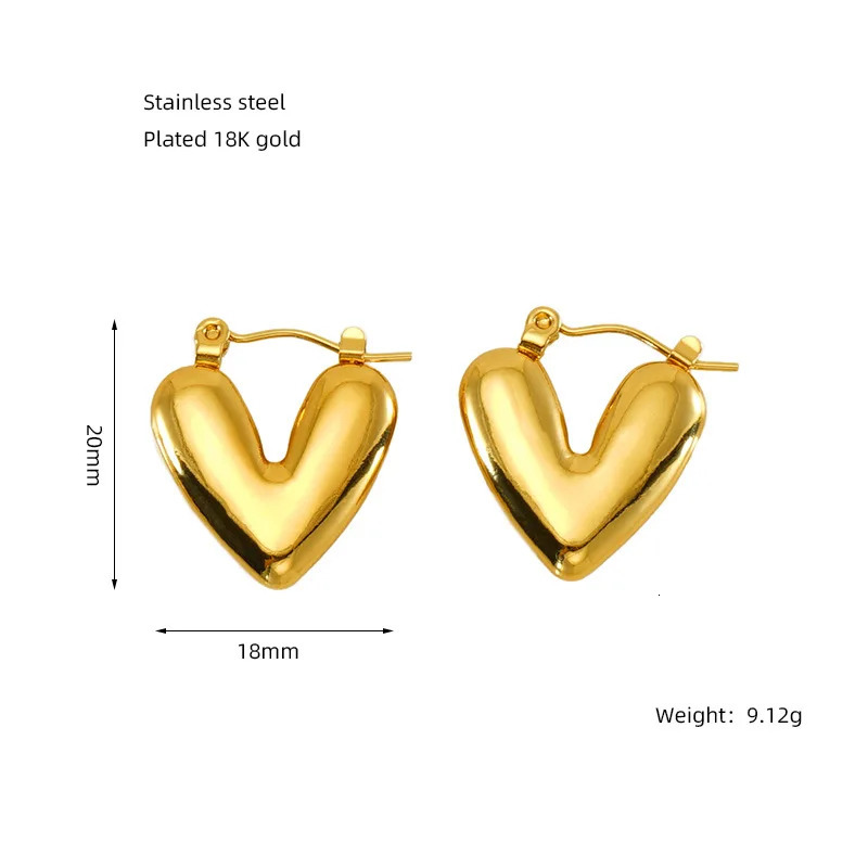 Simple Style Stainless Steel Hoop Earrings For Women Vintage Heart Geometry Anti-Fading Metal Fashion Jewelry Accessory 250610