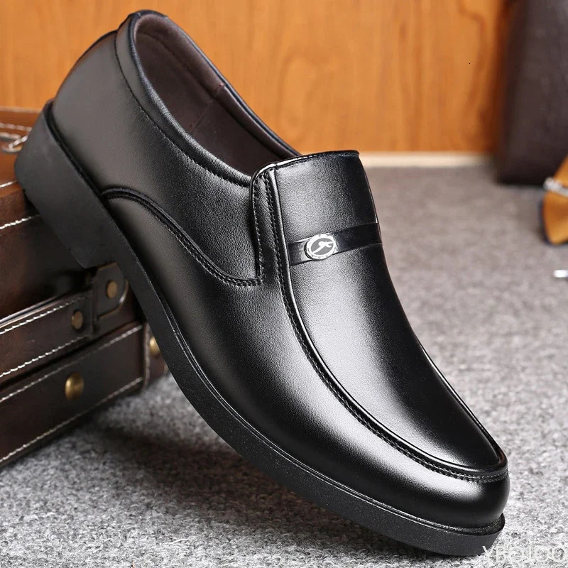 Mens business Shoes Round headed formal leather shoes Black casual work shoe Non slip lace up Male Loafers Zapatos Homme 250613