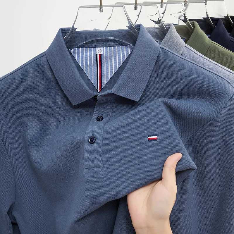 New Mens Casual and Fashionable Embroidered Long Sleeve Polo Shirt Comfortable Breathable and Versatile Summer Top XJ250617