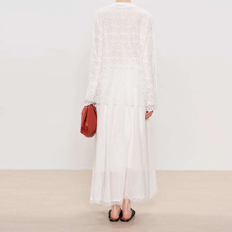 Black Dress Party Dresses for Women Women Dress 967 Summer New 2025 Lightweight Ramie Woven Lace Trim Elastic Waist Midi Skirt French Elegant Style