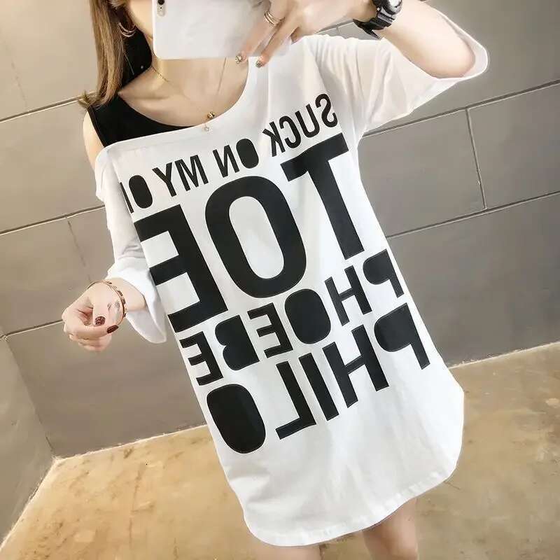 Tops Woman Coquette Clothes Sexy Off Shoulder Short Sleeve Baggy Graphic T Shirt for Women Korean Reviews Many with Sleeves Kpop
