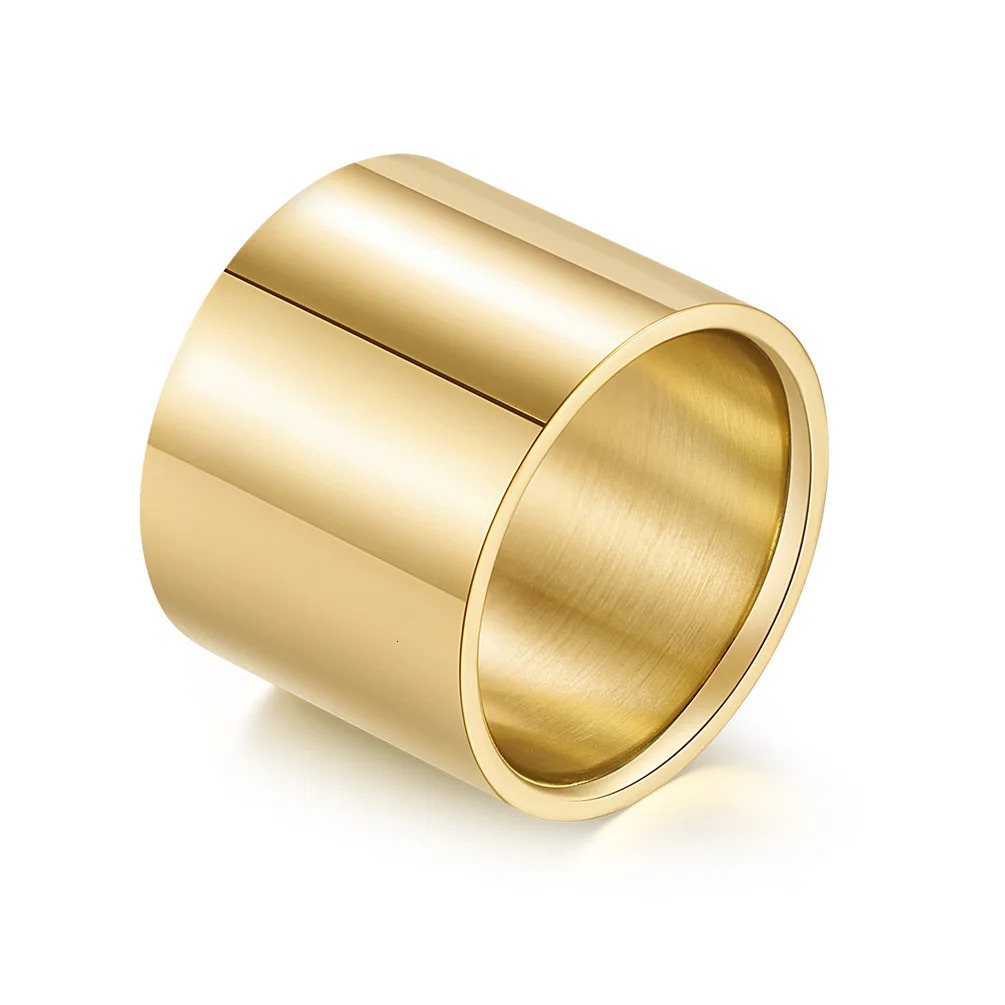 Fashion Glossy 18mm Wide Stainless Steel Ring for Men High Polished Comfort Fit 250616