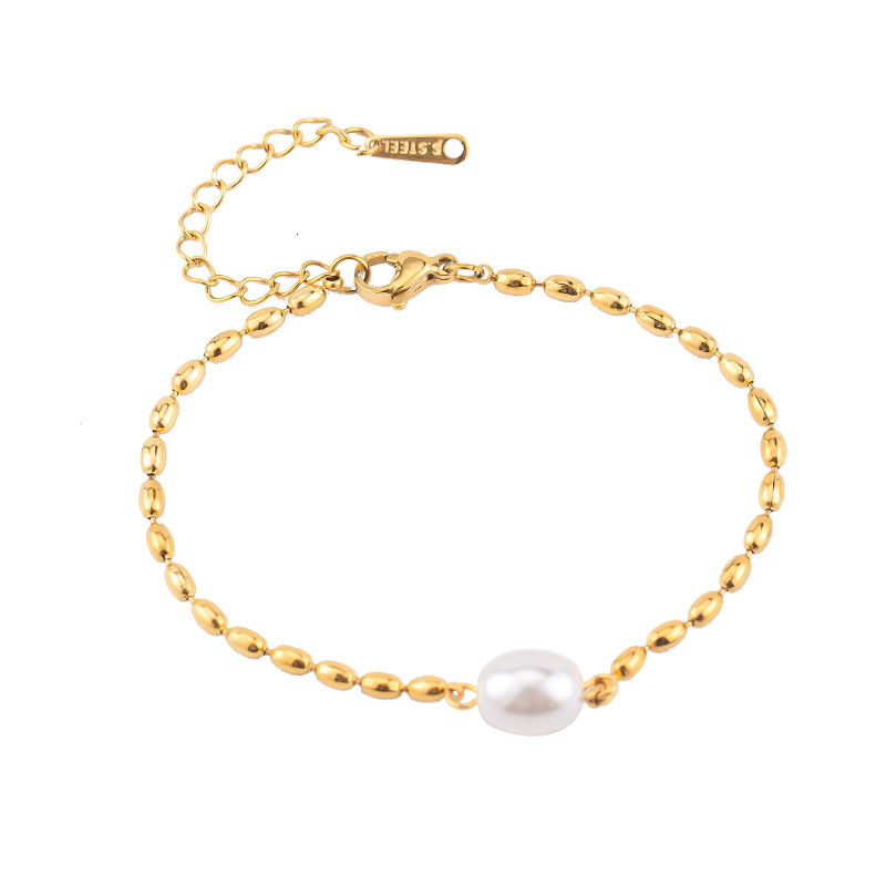 Fashion Round Pearl Necklace Bracelet for Women Stainless Steel Minimalist Style Exquisite Non-Fading Versatile Jewelry Set