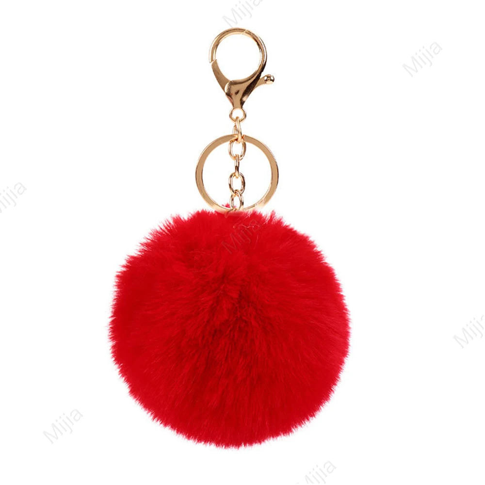 Cute Rex Rabbit Fur Plush Keychain 8cm Fluffy Pompom Ball Bag Backpack Decoration Car Key Chain Girl Gift Accessories 250616