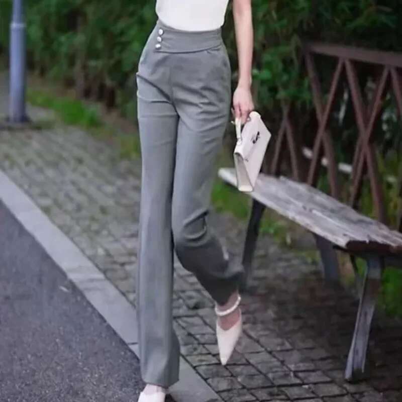 Solid Pants for Women Korean Fashion Slacks Long Trends 2025 Woman Trousers All Medium High Quality Clothing One Size Original G