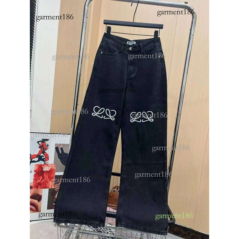 Men's Jeans Classic Logo Printed Black Straight Leg Early autumn new niche design fashion brand logo wide leg casual loose straight leg denim pan