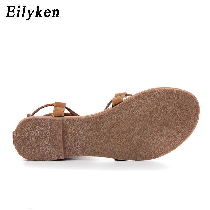 Eilyken Summer Casual Roman Women Sandals Cross-Strap Tall Knee High Thong Designer Narrow Band Flat Sandals Flip Flops Shoes Z250617