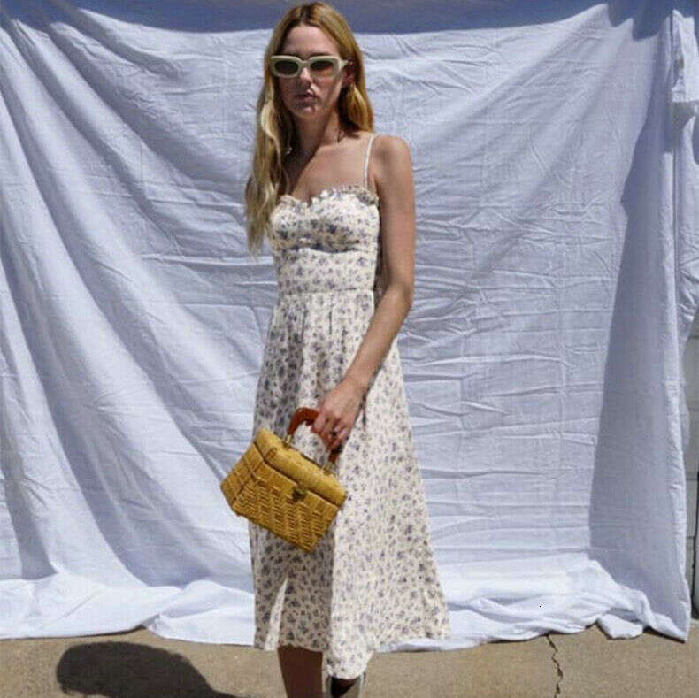 Dresses for Woman Party Designer Dresses Fulllace Black Dress N665 # 2025 Floral Strap Tie Linen Sexy Split Beach Vacation Style Pure Desire Dress