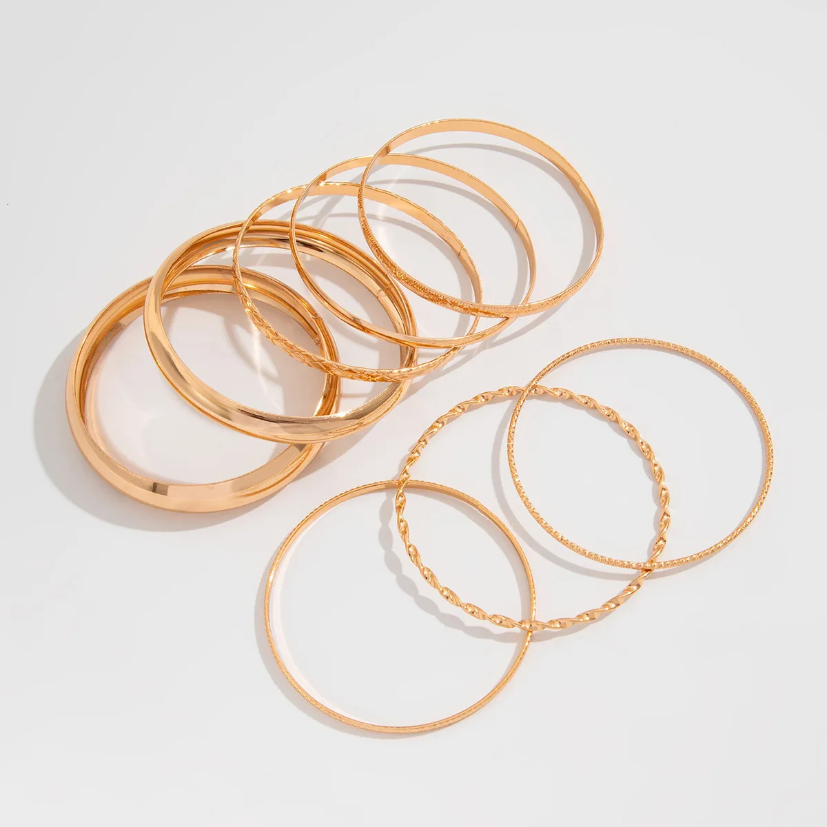 Stainless Steel Bracelets Set for Women Men Twist Texture Bangles Gold Silver Color Geometric Wide Bangles Aesthetic Jewelry 250616