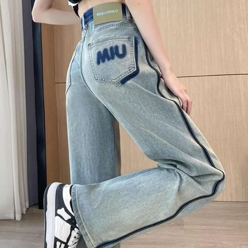 Womens Jeans Loosefit Trousers Solid Color Wide Leg Baggy Good Quality Cowboy Pants for Woman Gyaru Basics Office Streetwear Z