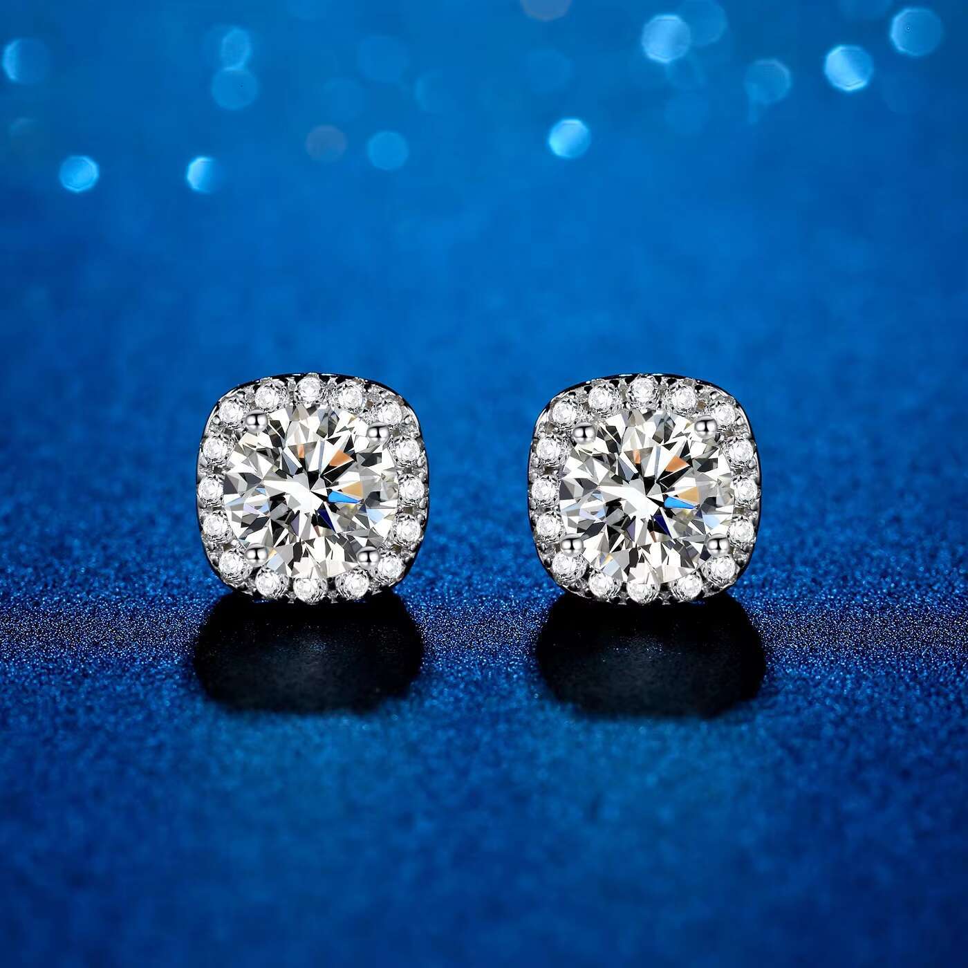 Trendy Womens Moissanite Stud Earrings 925 Sterling Silver Hypoallergenic Wedding Jewelry Fashion