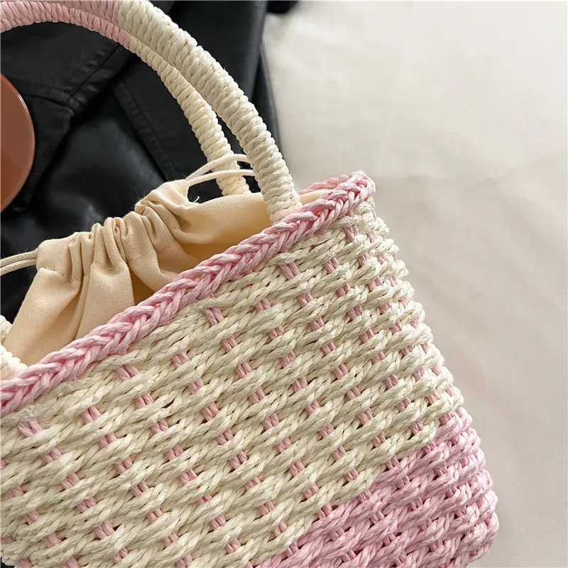 Summer for Women StrAW Shoulder Bags Rattan Woven Top Handle Bag Hollow Raffia Crochet Beach Bag Casual Handbags Z250617