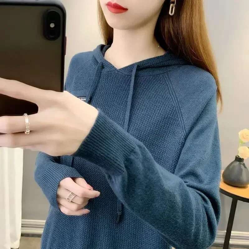 Hooded Sweatshirt for Women Korean Baggy Loose Woman Tops Plain Casual Outerwears Kpop Matching Basic Clothing New In M Hoodies