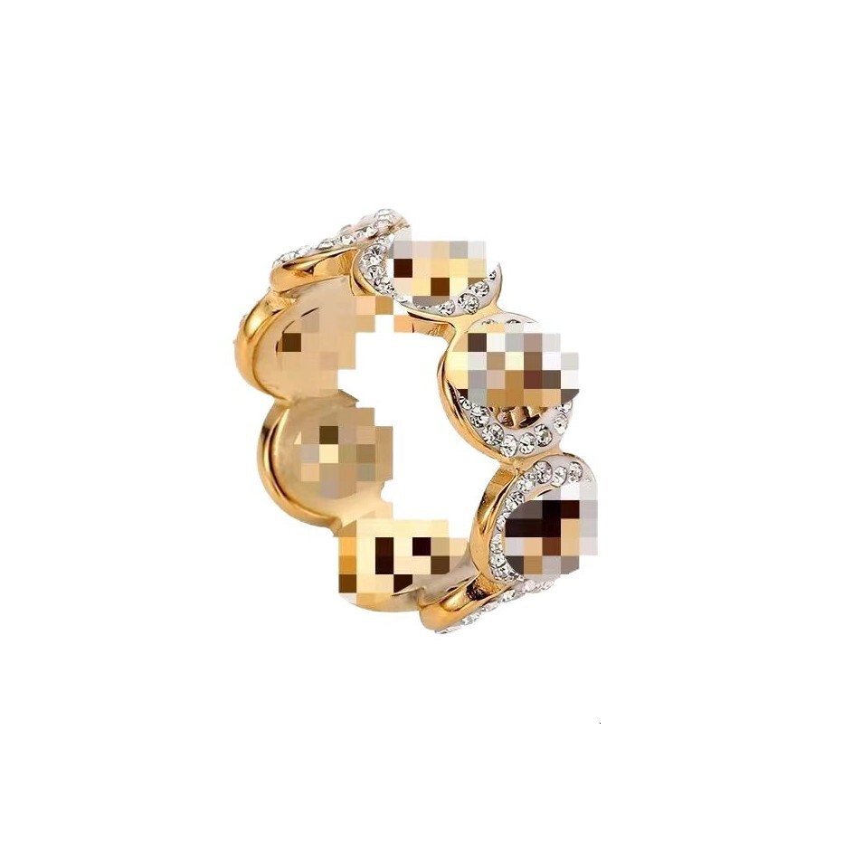 Unique Design Titanium Steel Simple Elegant Versatile Socialite Full Diamond Hollow Out Ring