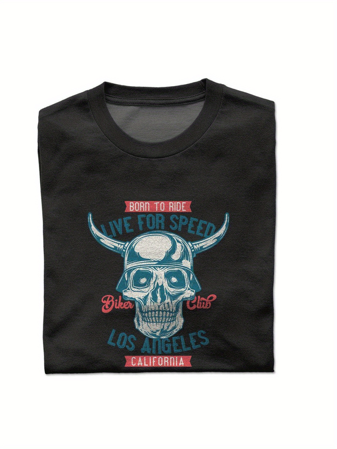 Dongdumaoyi Black Round Collar T Shirts White Bike Short Sleeve Men Adult Cotton S-3Xl 180G Skull 1f49