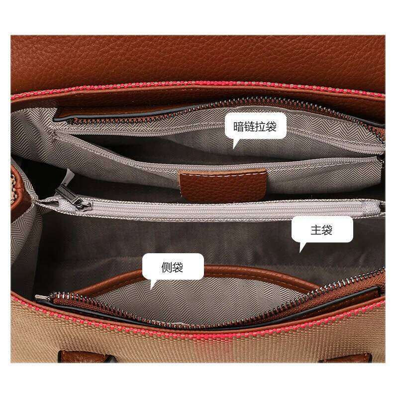 Aidrani High-end atmospheric style plaid leather handbag, 2024 fashionable new large-capacity women's tote bag